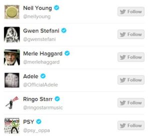 I nuovi artisti iscritti a Twitter nel 2012