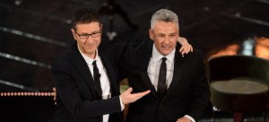 Roberto Baggio and Fabio Fazio all'Ariston | © Daniele Venturelli/Getty Images 