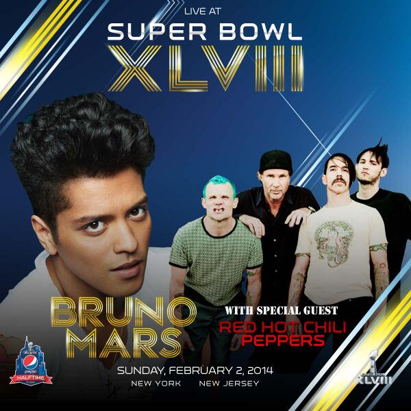 Bruno Mars e Red Hot Chili Peppers al Super Bowl 2014