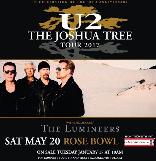 U2: The Joshua Tree Tour 2017 il 15 luglio a Roma