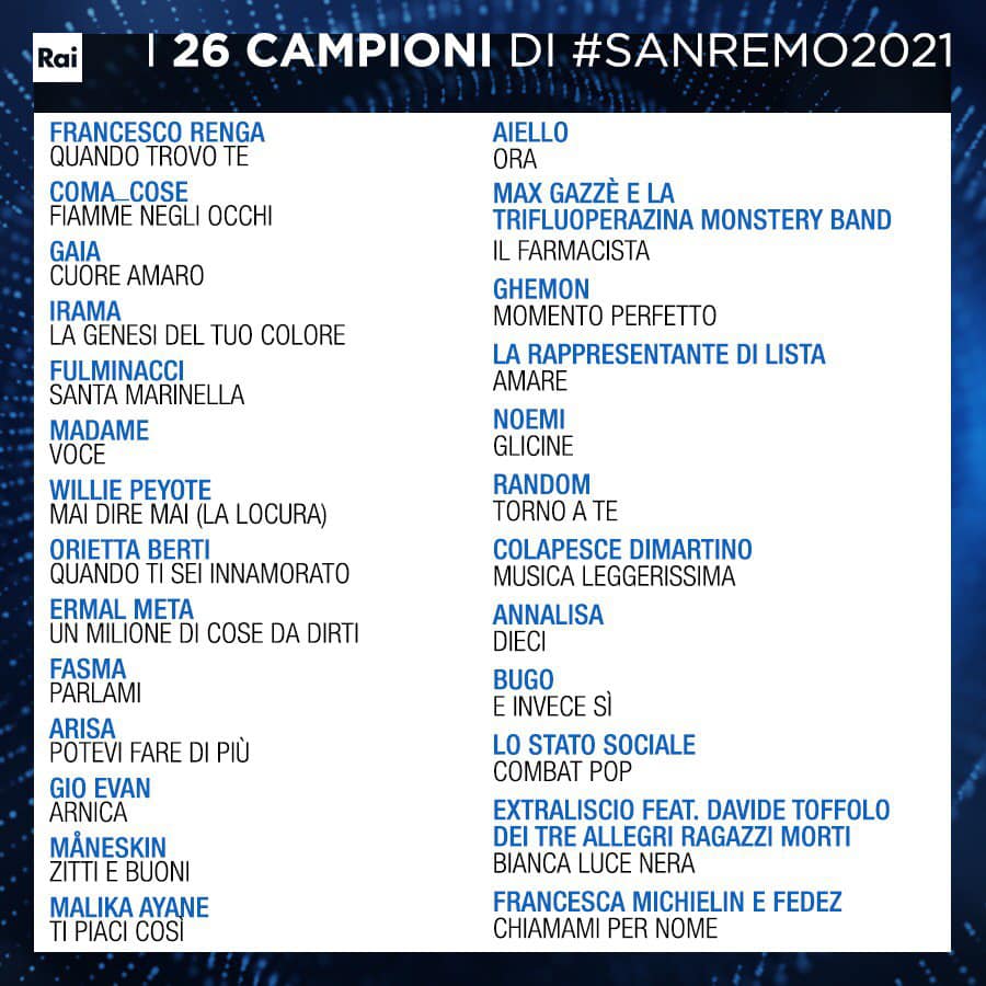 I big in gara Sanremo 2021