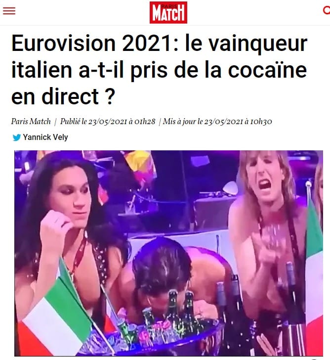 Polemiche Italia-Francia a Eurovision 2021, l'articolo di Paris Match